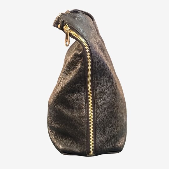 Rebecca Minkoff Classic Hobo Shoulder Bag – Black Pebbled Leather, Gold Hardware - Picture 3 of 13